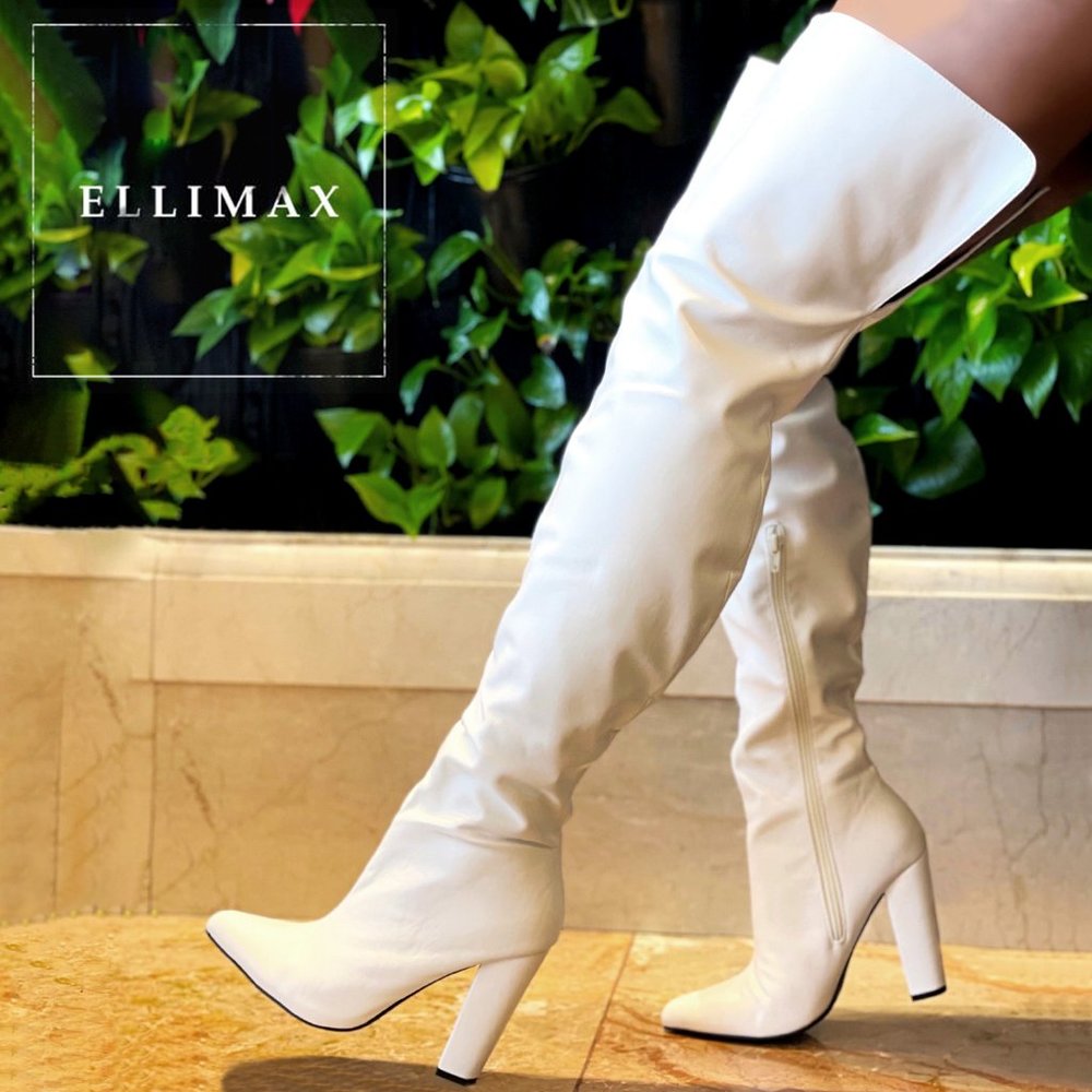 Free Gift & Free Shipping on NEW🔥 White Pointed Toe Thigh High Boots